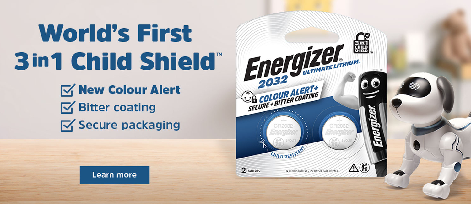 Introducing Energizer Ultimate Lithium 3-in-1 Child Shield Coin Batteries
